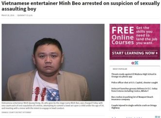 Minh Béo bị bắt tại Mỹ về tội dâm ô trẻ em. Photo Courtesy: Orange County District Attorney